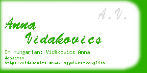 anna vidakovics business card