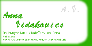 anna vidakovics business card